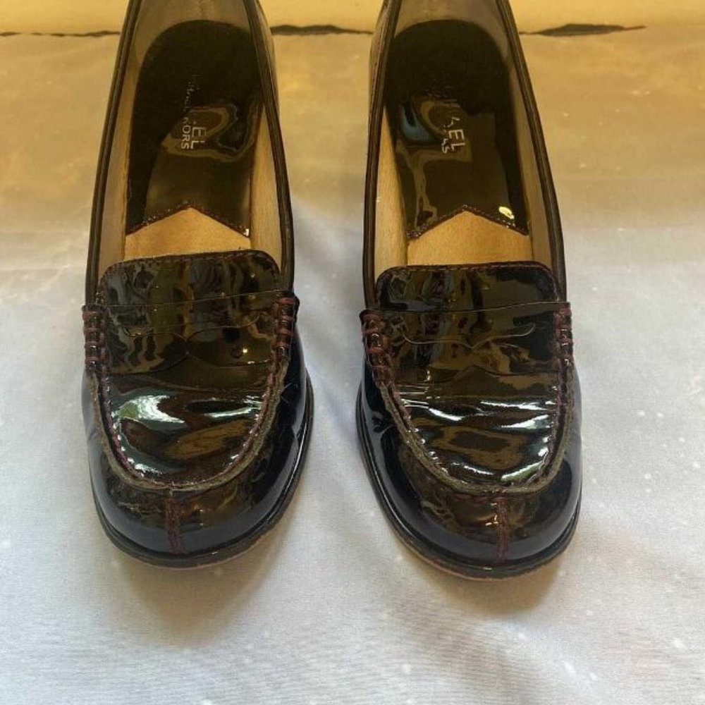 Michael Kors Deep Red Patent Heeled Loafers Size 6.5 with BOX
